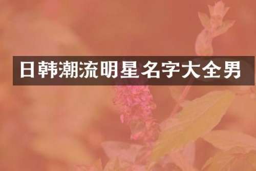 日韩潮流明星名字大全男