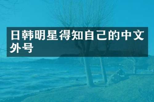 日韩明星得知自己的中文外号