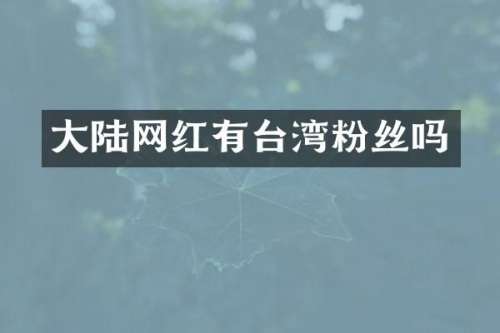 大陆网红有台湾粉丝吗