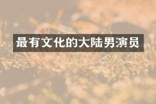 最有文化的大陆男演员