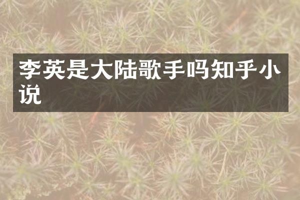 李英是大陆歌手吗知乎小说