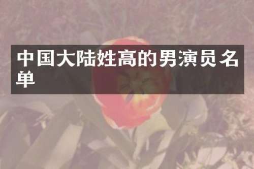 中国大陆姓高的男演员名单
