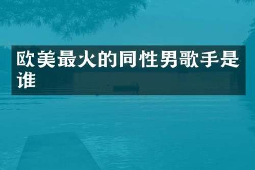 欧美最火的同性男歌手是谁