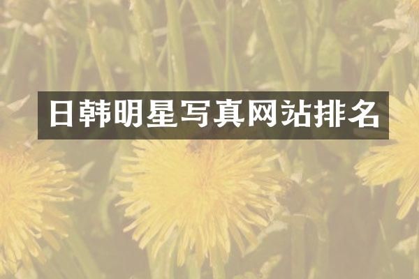 日韩明星写真网站排名