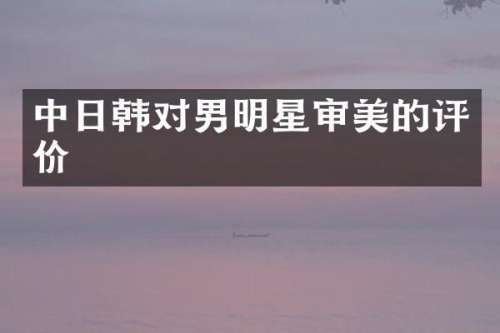 中日韩对男明星审美的评价
