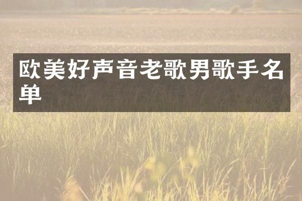 欧美好声音老歌男歌手名单