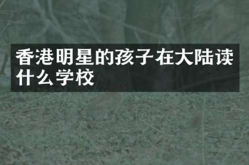 香港明星的孩子在大陆读什么学校