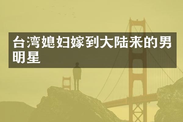 台湾媳妇嫁到大陆来的男明星