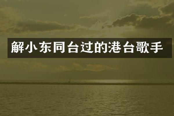 解小东同台过的港台歌手