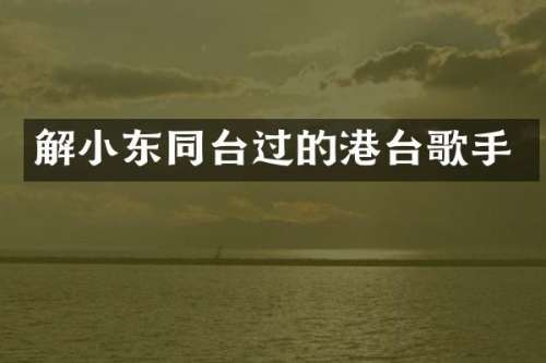 解小东同台过的港台歌手