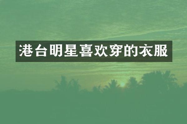 港台明星喜欢穿的衣服