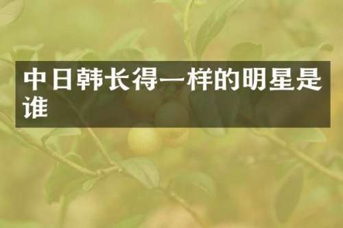 中日韩长得一样的明星是谁