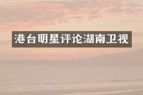 港台明星评论湖南卫视