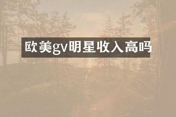 欧美gv明星收入高吗