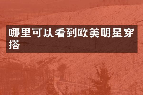 哪里可以看到欧美明星穿搭