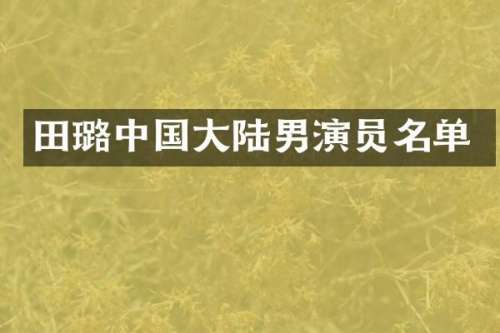 田璐中国大陆男演员名单