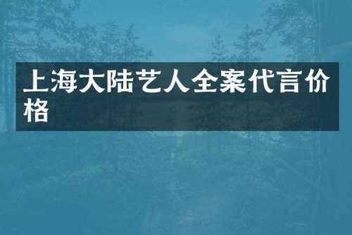 上海大陆艺人全案代言价格