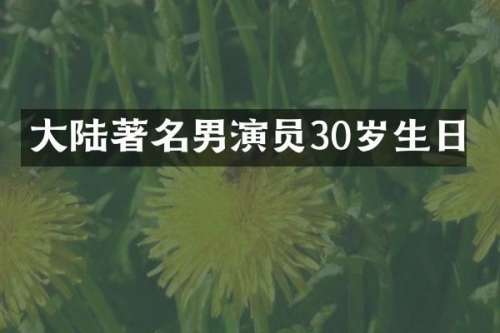 大陆著名男演员30岁生日