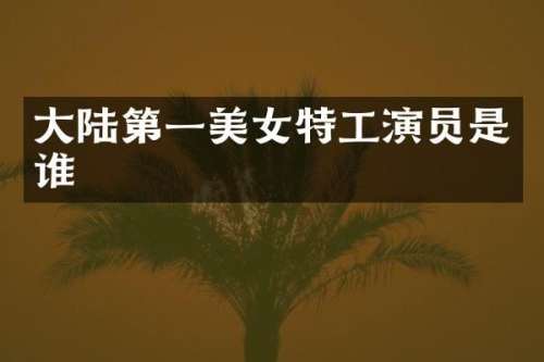 大陆第一特工演员是谁