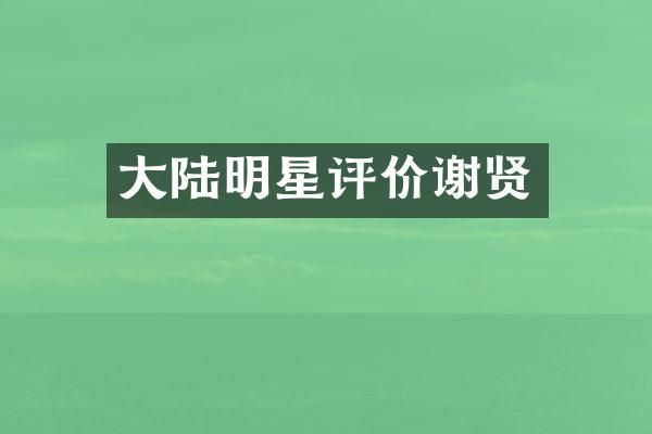 大陆明星评价