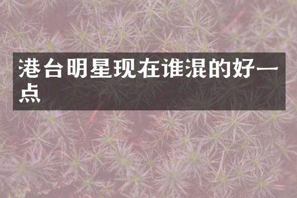 港台明星现在谁混的好一点
