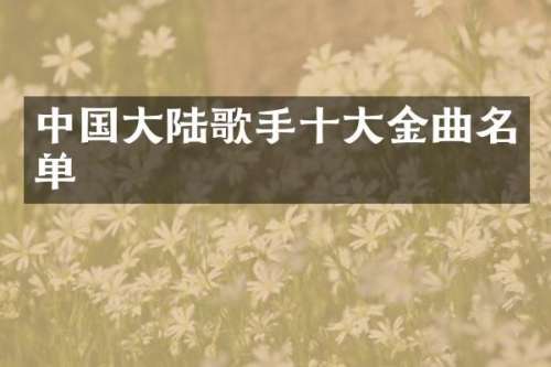 中国大陆歌手十大金曲名单