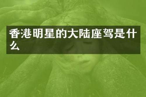 香港明星的大陆座驾是什么