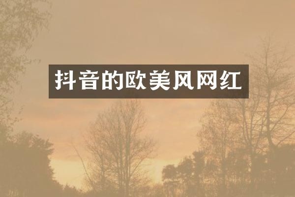 抖音的欧美风网红