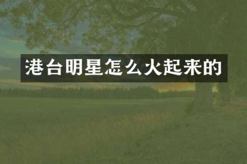 港台明星怎么火起来的