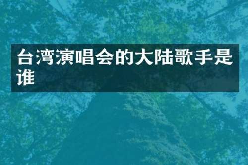 台湾演唱会的大陆歌手是谁