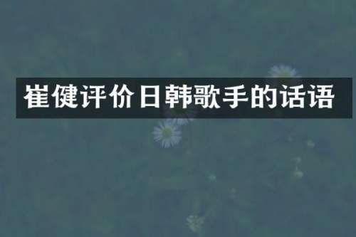 崔健评价日韩歌手的话语