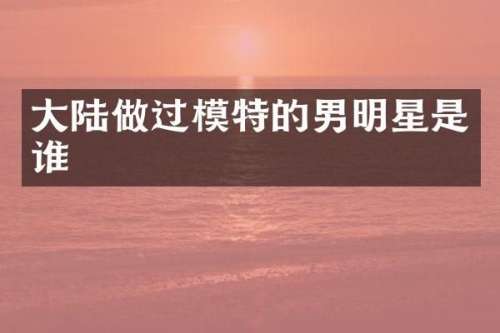 大陆做过模特的男明星是谁