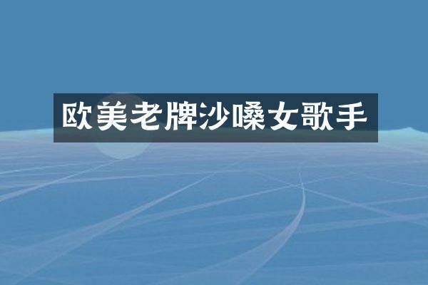 欧美老牌沙嗓女歌手