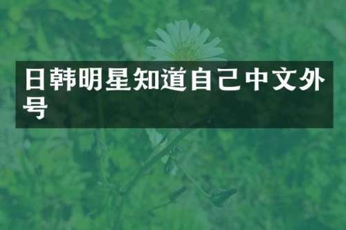 日韩明星知道自己中文外号