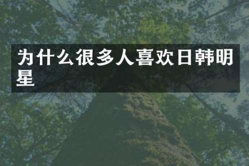 为什么很多人喜欢日韩明星