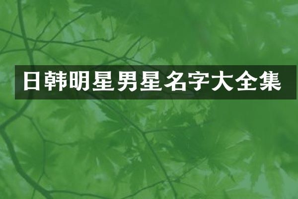日韩明星男星名字大全集