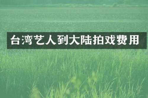 台湾艺人到大陆拍戏费用