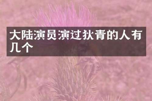 大陆演员演过狄青的人有几个