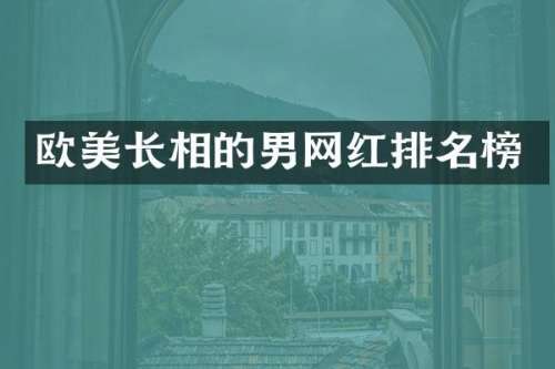 欧美长相的男网红排名榜