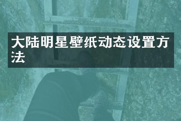 大陆明星壁纸动态设置方法