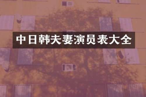中日韩夫妻演员表大全