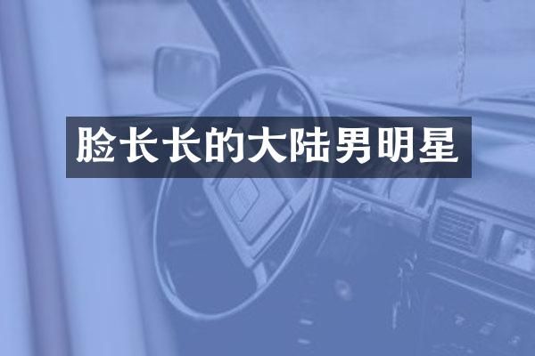 脸长长的大陆男明星