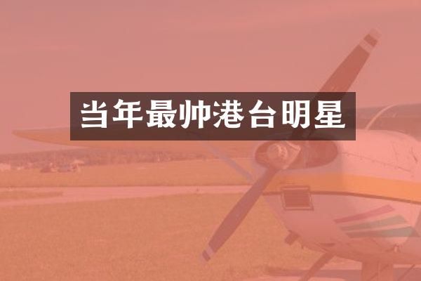 当年最帅港台明星
