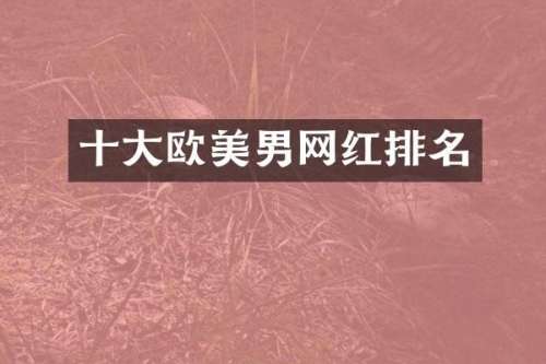十大欧美男网红排名