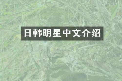 日韩明星中文介绍