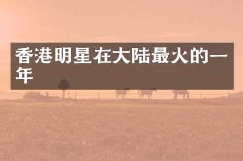 香港明星在大陆最火的一年