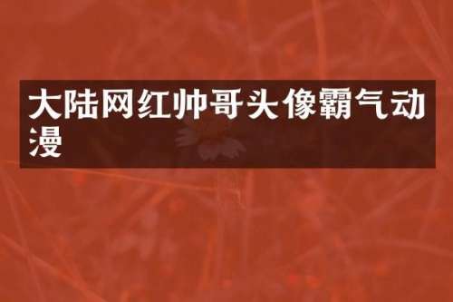 大陆网红帅哥头像霸气动漫
