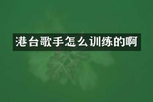 港台歌手怎么训练的啊