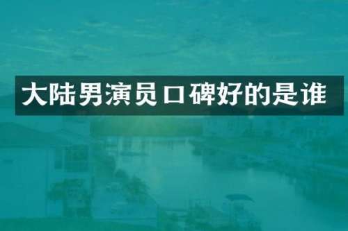 大陆男演员口碑好的是谁