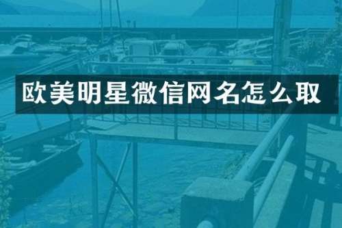 欧美明星微信网名怎么取